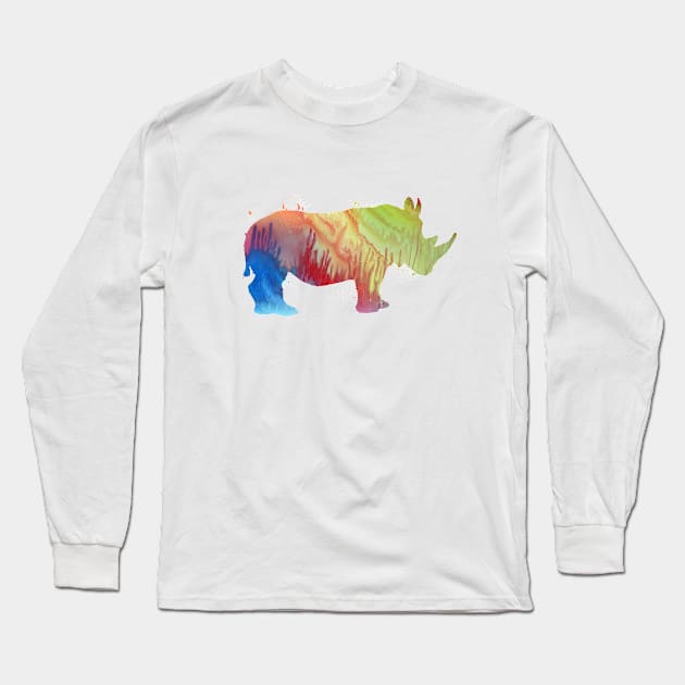 Rhino Long Sleeve T-Shirt by TheJollyMarten